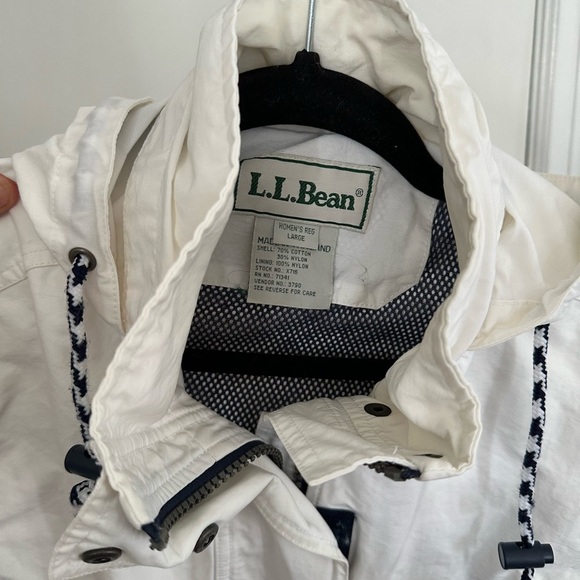 VTG 90’s Y2K LL Bean Jacket Womens L White Nautical Windbreaker Sailing Hooded. - Picture 12 of 16
